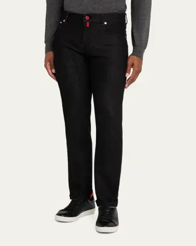 Kiton Men's Black Wash Straight-Fit Jeans | Thumbnail 4 Kiton Men's Black Wash Straight-Fit Jeans | Thumbnail 4