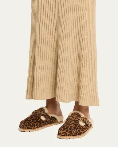 Stuart Weitzman Chrystie Shearling-Lined Leopard Suede Mules | Thumbnail 2