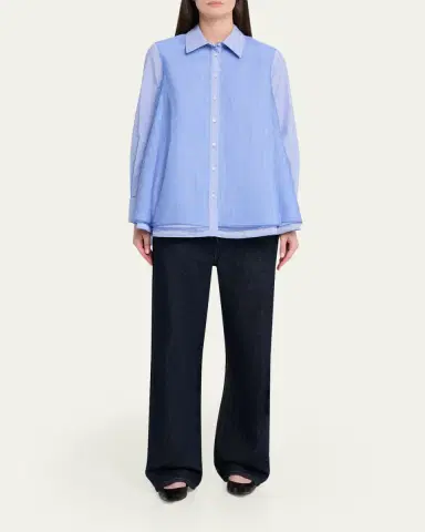 Brandon Maxwell Vaughn Frothy Layered Button-Down Shirt | Thumbnail 2 Brandon Maxwell Vaughn Frothy Layered Button-Down Shirt | Thumbnail 2