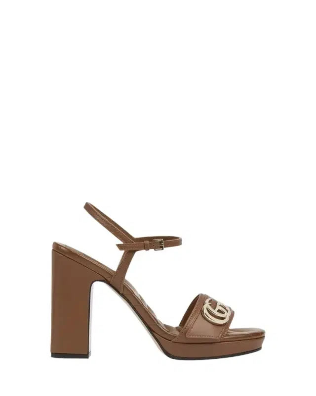 Gucci 95mm GG Marmont Leather Platform Sandals