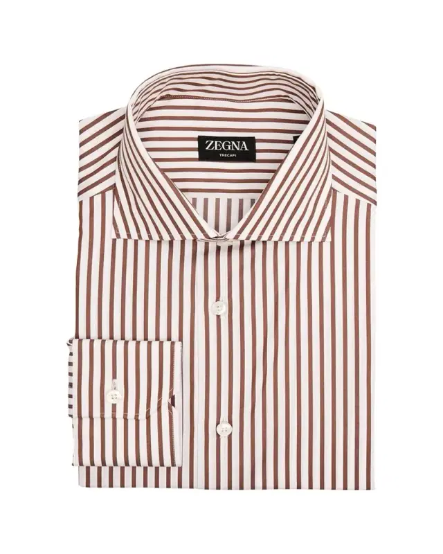 ZEGNA Men's Trecapi Cotton Bengal Stripe Dress Shirt