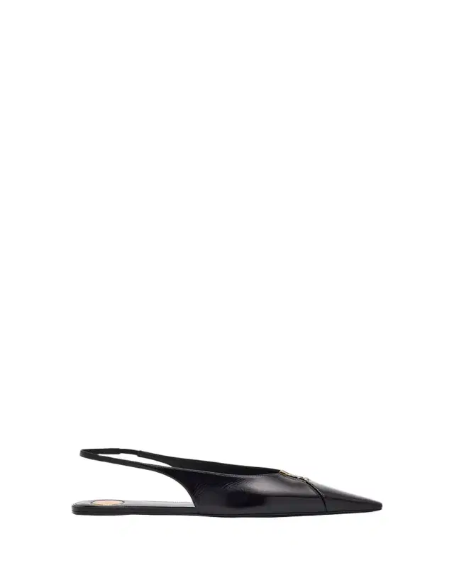 Saint Laurent Babylone Leather YSL Slingback Ballerina Flats