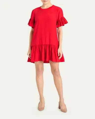Cinq à Sept Leilah Ruffle Silk T-Shirt Dress | Thumbnail 2 Cinq à Sept Leilah Ruffle Silk T-Shirt Dress | Thumbnail 2