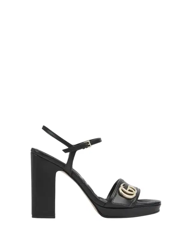 Gucci 95mm GG Marmont Leather Platform Sandals