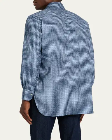 Kiton Men's Cotton Houndstooth Classic-Fit Sport Shirt | Thumbnail 3 Kiton Men's Cotton Houndstooth Classic-Fit Sport Shirt | Thumbnail 3