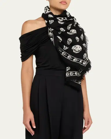 Alexander McQueen Classic Skull Wool Scarf | Thumbnail 6