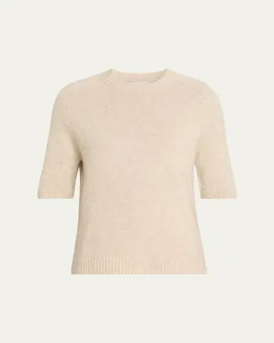 Loulou De Saison Dara Short-Sleeve Cashmere Sweater | Thumbnail 2