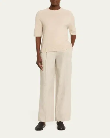 Loulou De Saison Dara Short-Sleeve Cashmere Sweater | Thumbnail 3