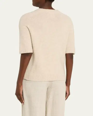 Loulou De Saison Dara Short-Sleeve Cashmere Sweater | Thumbnail 4