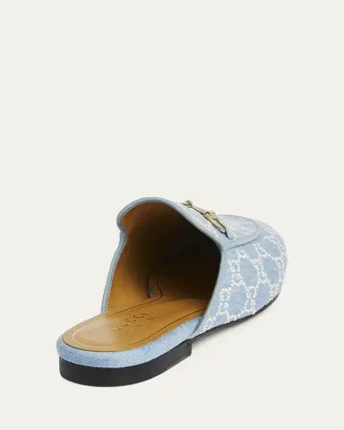 Gucci Princetown Pearly GG Denim Mules | Thumbnail 2