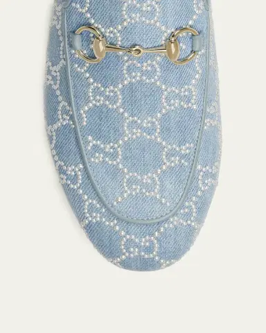 Gucci Princetown Pearly GG Denim Mules | Thumbnail 3