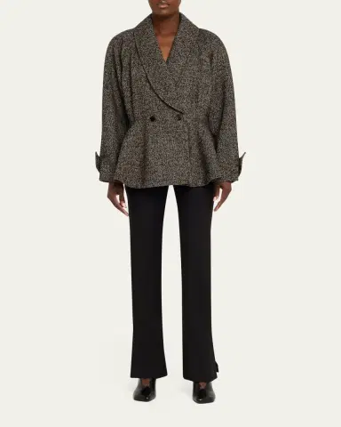 Chloé Double-Breasted Herringbone Oversized Peplum Coat | Thumbnail 2 Chloé Double-Breasted Herringbone Oversized Peplum Coat | Thumbnail 2