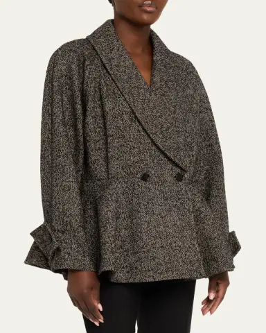Chloé Double-Breasted Herringbone Oversized Peplum Coat | Thumbnail 4 Chloé Double-Breasted Herringbone Oversized Peplum Coat | Thumbnail 4