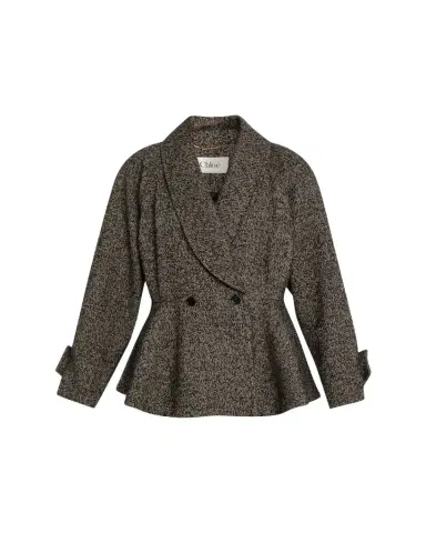 Chloé Double-Breasted Herringbone Oversized Peplum Coat | Thumbnail 1 Chloé Double-Breasted Herringbone Oversized Peplum Coat | Thumbnail 1