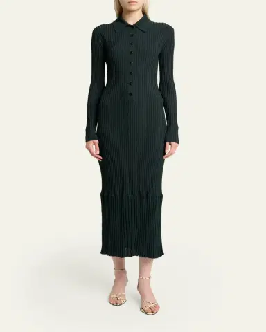 Proenza Schouler Luiza Rib-Knit Long-Sleeve Dress | Thumbnail 2 Proenza Schouler Luiza Rib-Knit Long-Sleeve Dress | Thumbnail 2