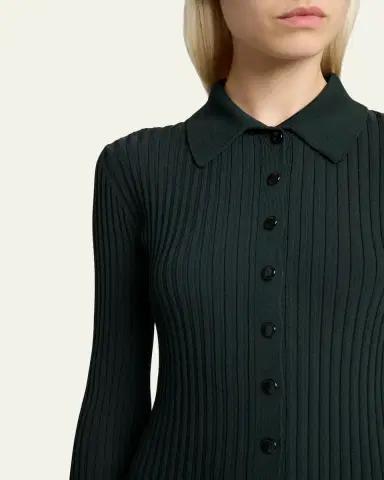 Proenza Schouler Luiza Rib-Knit Long-Sleeve Dress | Thumbnail 5 Proenza Schouler Luiza Rib-Knit Long-Sleeve Dress | Thumbnail 5