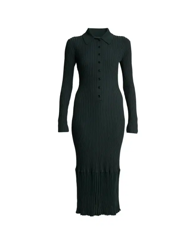 Luiza Rib-Knit Long-Sleeve Dress