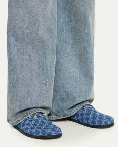 Gucci GG Denim Mules with Horsebit | Thumbnail 2 Gucci GG Denim Mules with Horsebit | Thumbnail 2