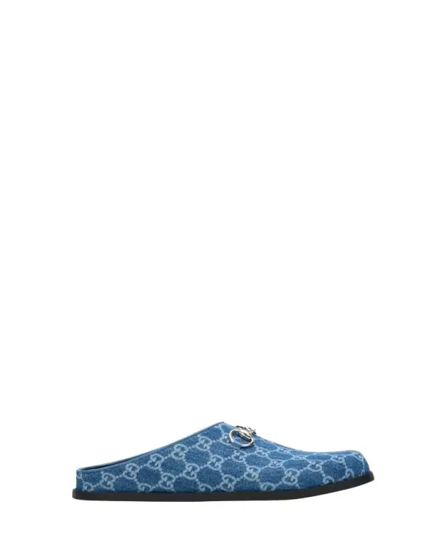 Gucci GG Denim Mules with Horsebit
