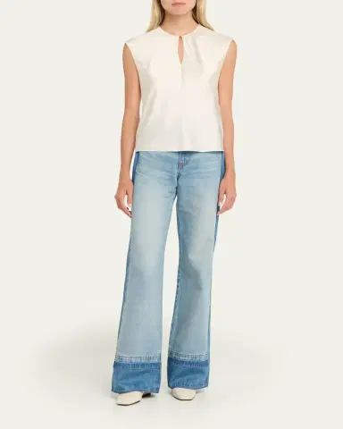 Veronica Beard Sparrow Silk-Blend Keyhole Top | Thumbnail 2