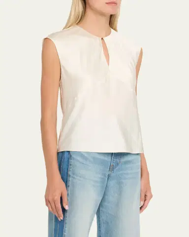 Veronica Beard Sparrow Silk-Blend Keyhole Top | Thumbnail 4