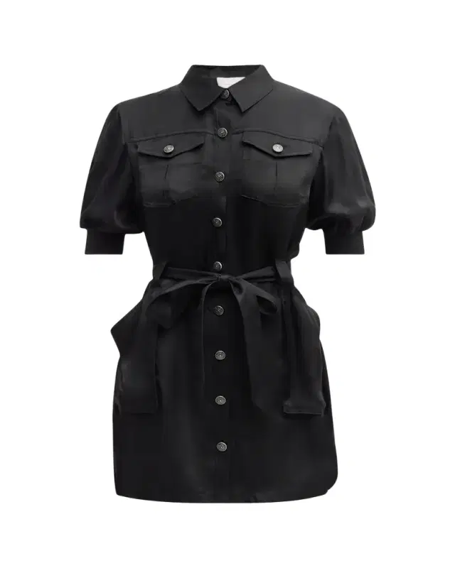 Cinq a Sept Damla Belted Puff-Sleeve Mini Shirtdress