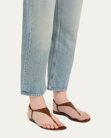 Saint Laurent Cassandra YSL Smooth Leather Sandals | Thumbnail 2 Saint Laurent Cassandra YSL Smooth Leather Sandals | Thumbnail 2