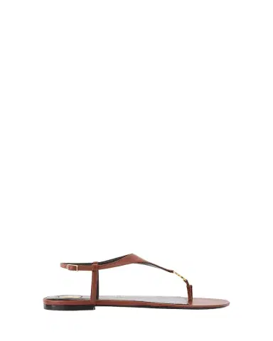 Saint Laurent Cassandra YSL Smooth Leather Sandals | Thumbnail 1 Saint Laurent Cassandra YSL Smooth Leather Sandals | Thumbnail 1