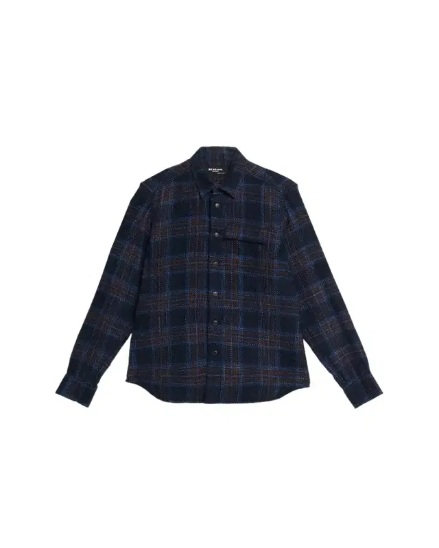 Men's Wool-Blend Plaid Snap-Front Overshirt