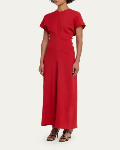 TOTEME Slouch Waist Short-Sleeve Ankle Dress | Thumbnail 4 TOTEME Slouch Waist Short-Sleeve Ankle Dress | Thumbnail 4