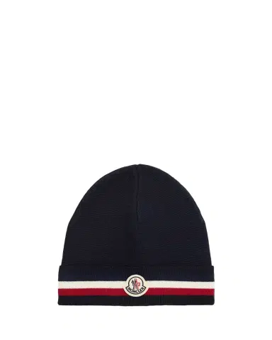 Moncler Men's Wool Tricolor Wool Knit Beanie Hat | Thumbnail 1 Moncler Men's Wool Tricolor Wool Knit Beanie Hat | Thumbnail 1