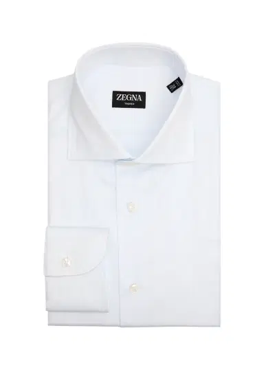 Zegna Men's Tonal Stripe Trofeo Cotton Dress Shirt | Thumbnail 3