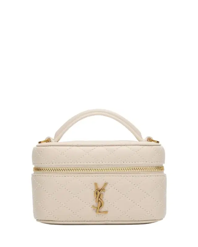 Saint Laurent Gaby Micro Vanity Top-Handle Bag in Quilted Leather