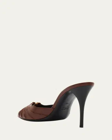 Saint Laurent Babylone YSL Ruched Leather Mule Sandals | Thumbnail 4