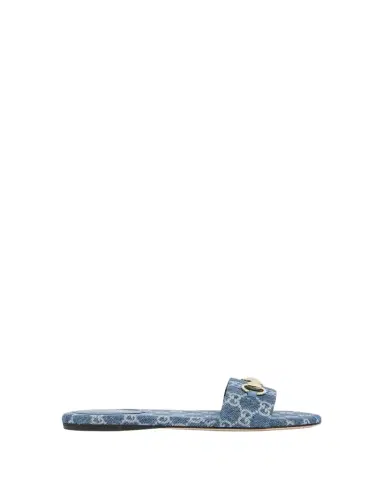 Gucci GG Denim Slide Sandals | Thumbnail 1 Gucci GG Denim Slide Sandals | Thumbnail 1