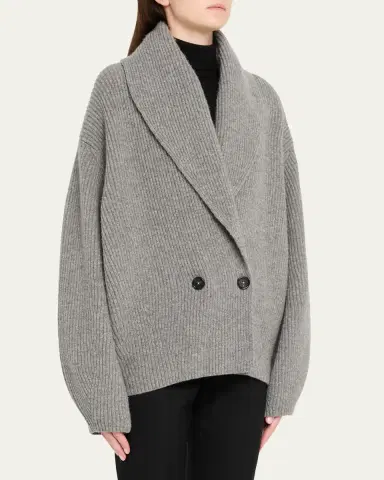 Toteme Shawl Lapel Wool Cardigan | Thumbnail 4