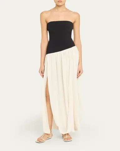 Ronny Kobo Ballad Strapless Two-Tone Mixed Media Maxi Dress | Thumbnail 2