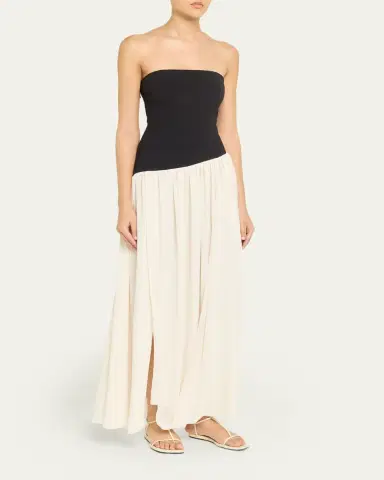 Ronny Kobo Ballad Strapless Two-Tone Mixed Media Maxi Dress | Thumbnail 4