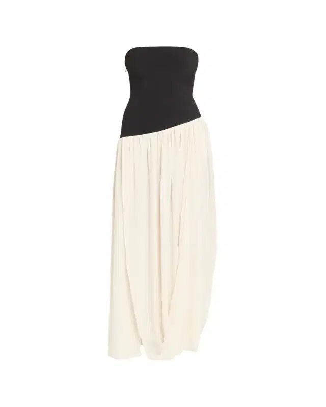 Ronny Kobo Ballad Strapless Two-Tone Mixed Media Maxi Dress