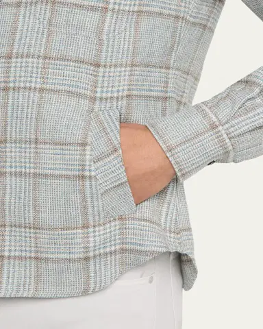 Kiton Men's Wool-Blend Plaid Overshirt with Pockets | Thumbnail 5 Kiton Men's Wool-Blend Plaid Overshirt with Pockets | Thumbnail 5