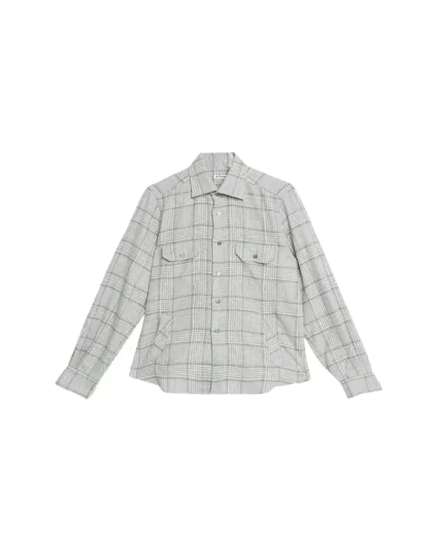 Men's Wool-Blend Plaid Overshirt with Pockets