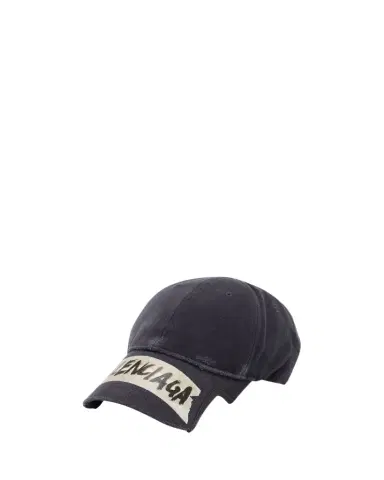 Balenciaga Men's Masking Tape Logo Distressed Baseball Cap | Thumbnail 1 Balenciaga Men's Masking Tape Logo Distressed Baseball Cap | Thumbnail 1