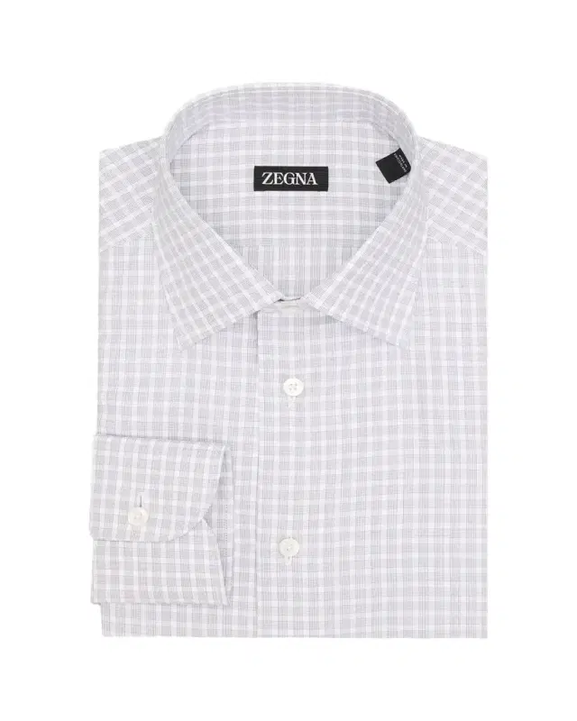 ZEGNA Men's Plaid Cotton Dress Shirt