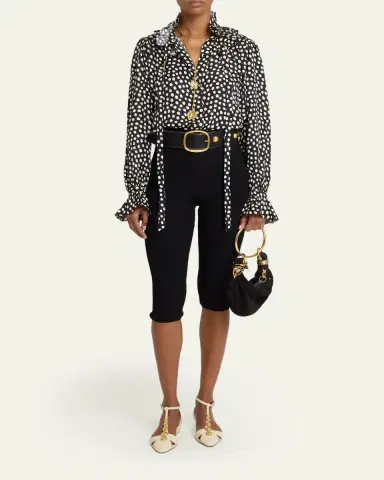 Chloé Dots-Print Silk Jacquard Ruffle Blouse | Thumbnail 2