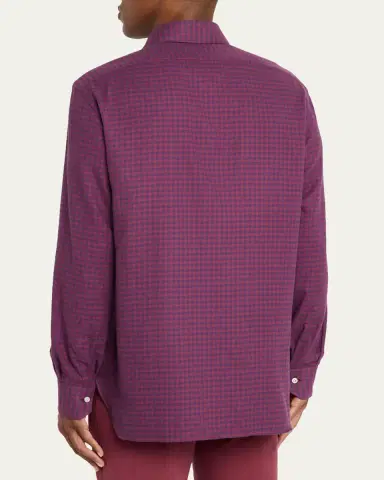 Kiton Men's Gingham Cotton Sport Shirt | Thumbnail 3 Kiton Men's Gingham Cotton Sport Shirt | Thumbnail 3