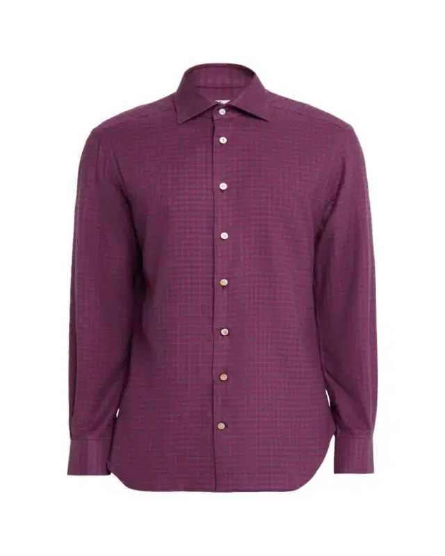 Kiton Men's Gingham Cotton Sport Shirt