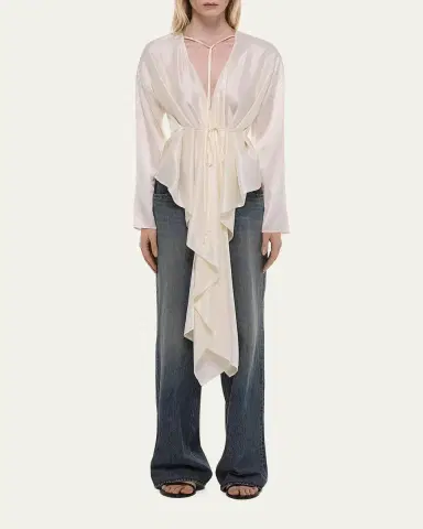 Helmut Lang Draped Silk Satin Scarf Top | Thumbnail 2 Helmut Lang Draped Silk Satin Scarf Top | Thumbnail 2
