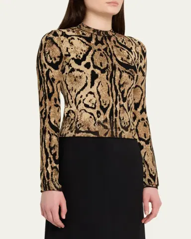 Stella McCartney Leopard Jacquard Knit Crewneck Sweater | Thumbnail 4