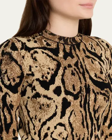 Stella McCartney Leopard Jacquard Knit Crewneck Sweater | Thumbnail 5