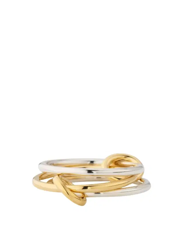 Spinelli Kilcollin Solarium SY Three Link Ring in Sterling Silver and 18K Yellow Gold Connectors